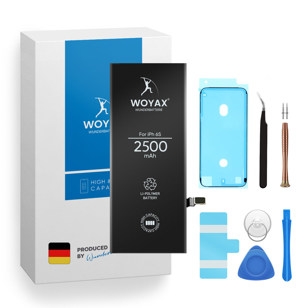 Woyax Wunderbatterie Akku für iPhone 6S 2500 mAh Hohe Kapazität Ersatzakku