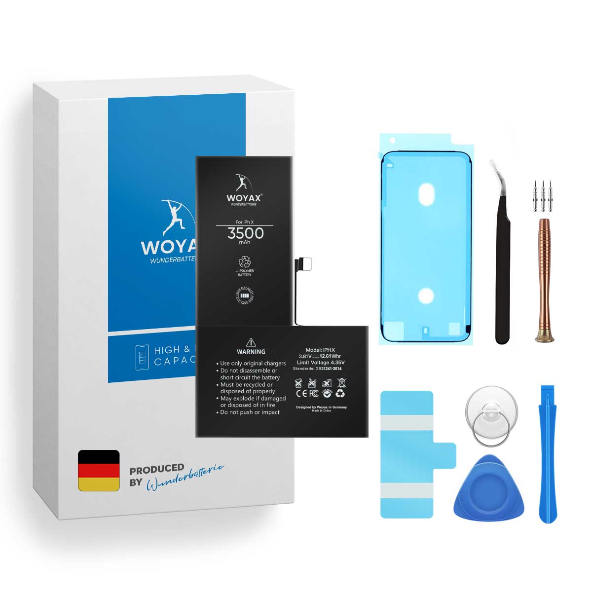 Woyax Wunderbatterie Akku für iPhone X 3500 mAh Hohe Kapazität Ersatzakku